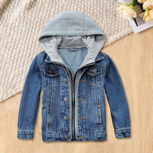 Denim Jacket for Kids Long Sleeve Zip Up Hoodie Autumn Winter Casual Slim Fit Daily Wear Denim Coat for Girls3