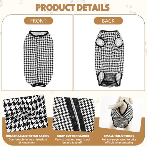 Image of Dog Diapers Suit Period Onesie for Female Dog Sanitary Panties Male Doggy Heat Diapers Cover Fit for Small Medium Dogs Black Plaid /XS