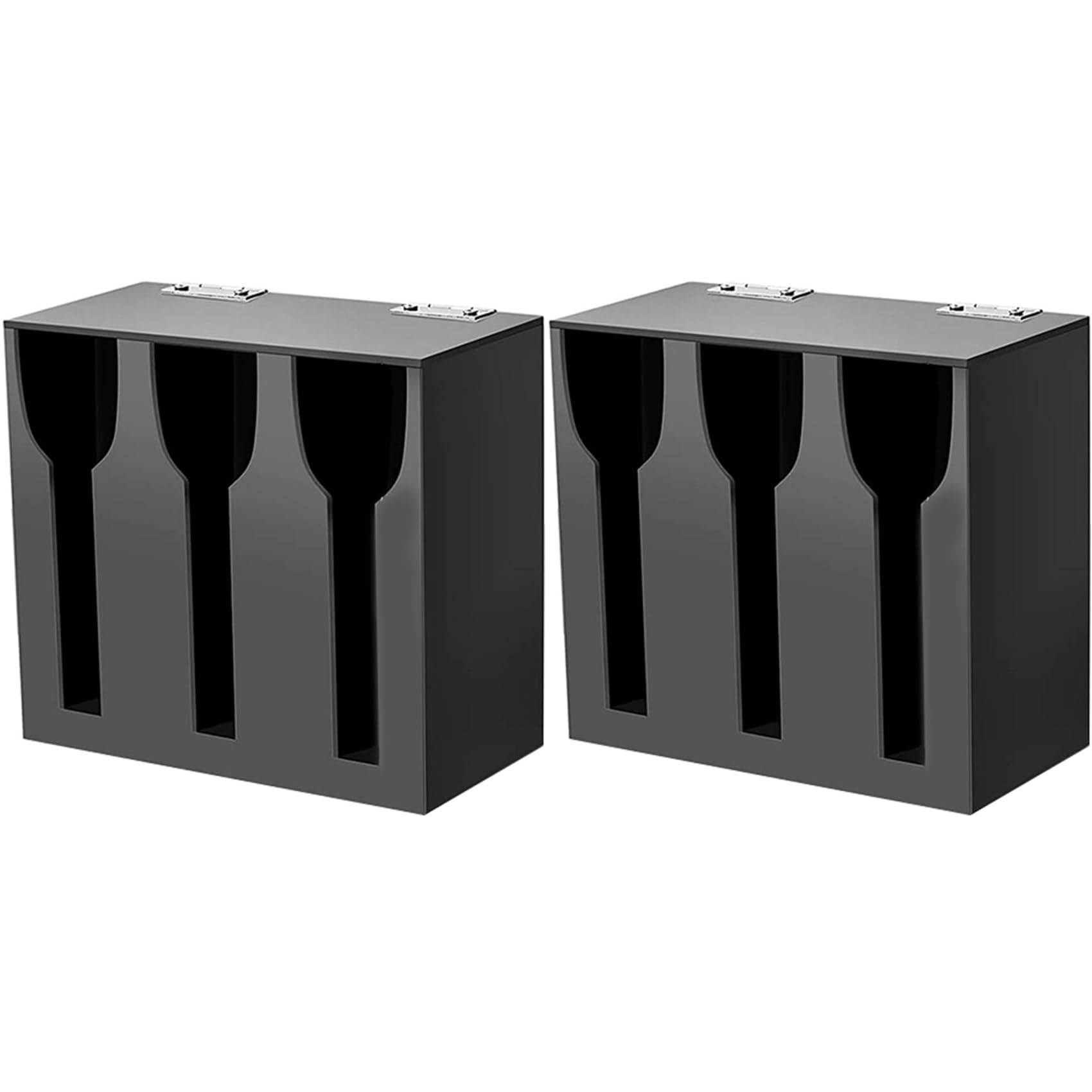 Hndhbfgrt 2X Acrylic Utensil Dispenser Cutlery Organizer with 3 Compartment Black Silverware Holder Plastic Flatware