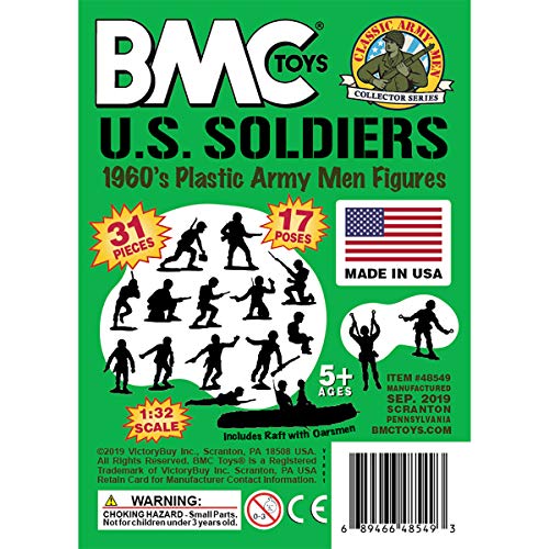 BMC Marx Plastic Army Men US Soldiers - Green 31pc WW2 Figures - Made in USA