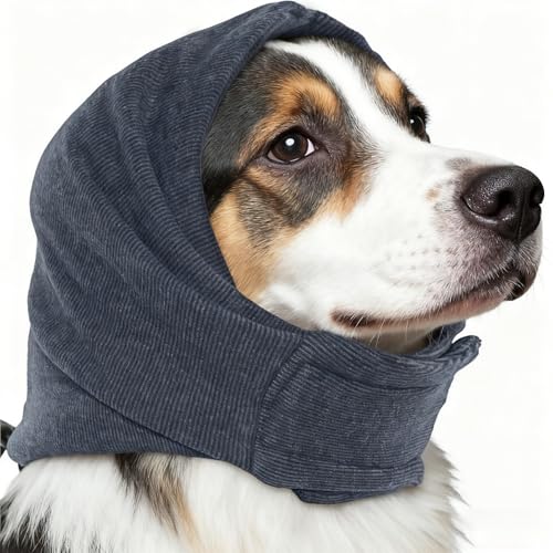 Ohrenschützer für Hunde,Gehörschützer Lärmschutz Hunde Ohrenschutz,Beruhigender Hundehoodie für Hals- und Ohrenwärmer,für Angstlinderung,Winter,Fellpflege,Feuerwerk,AutofahrtenGrau, S-10,6'-15,7'