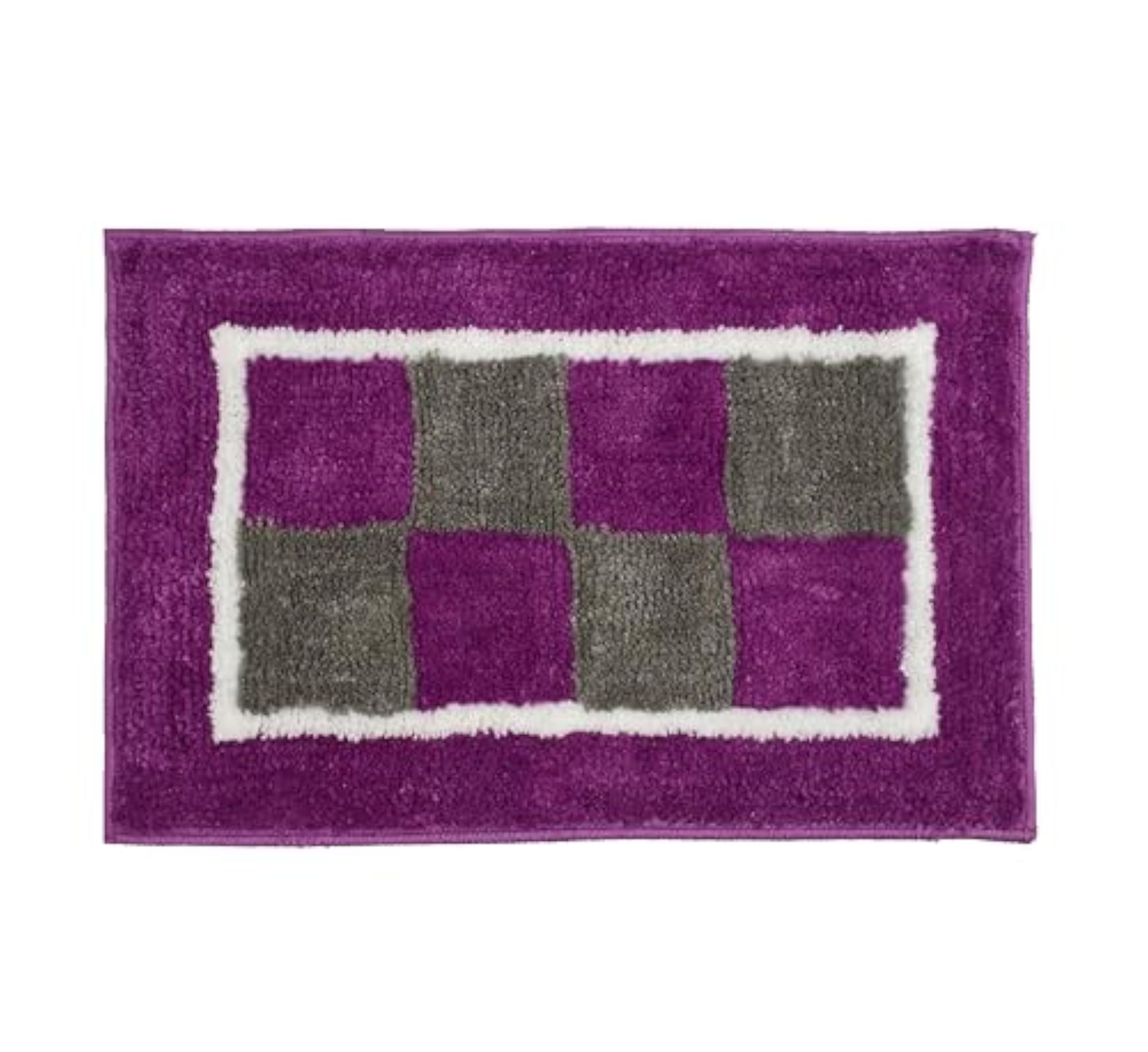 Bordered Pattern Purple Bath Mat - Pack of 2