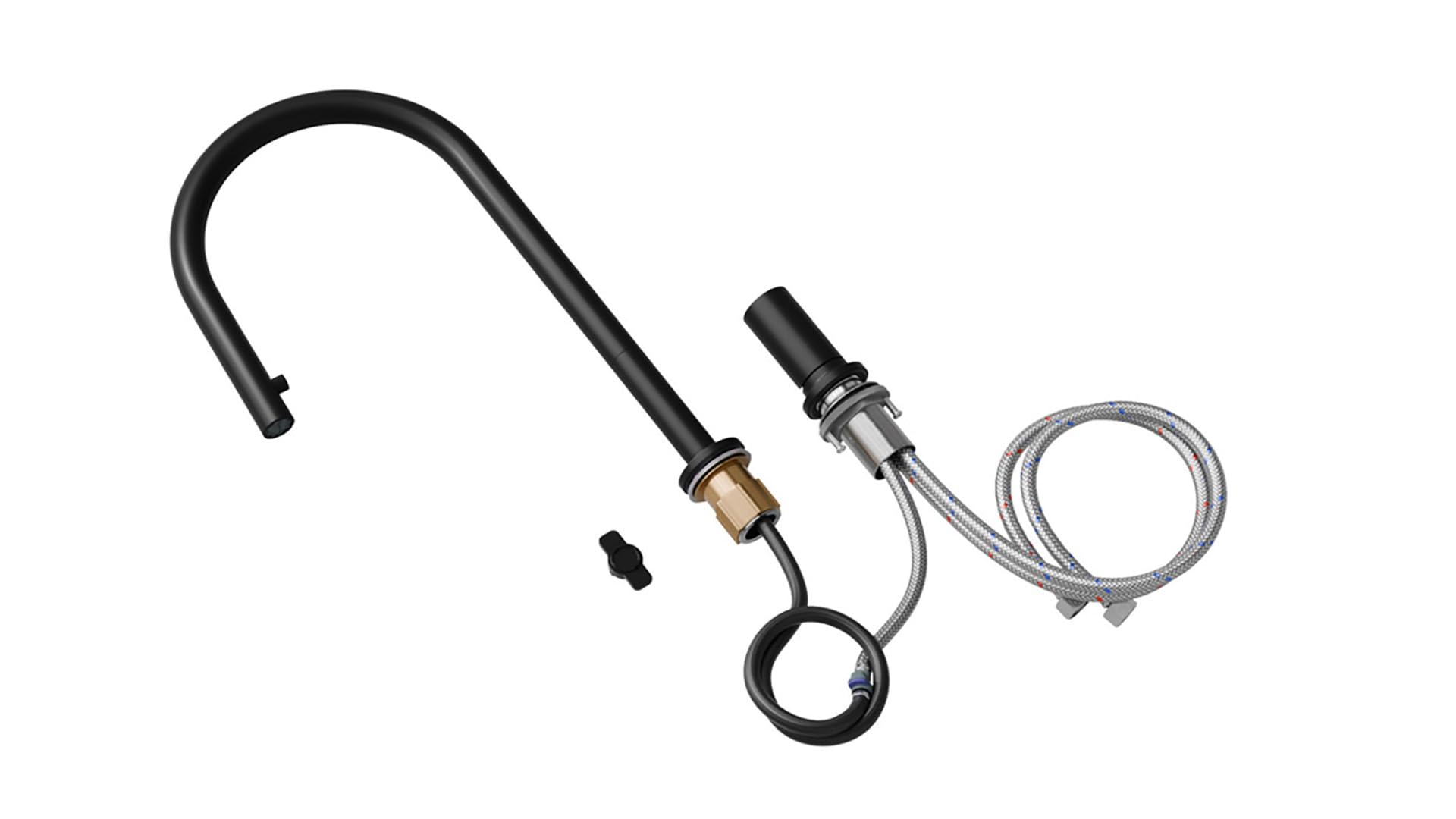 PRIMAGRAN Grifo de cocina 9050 negro con dos tipos de chorro, Grifo de alta presión, Grifo de Fregadero con caño extraíble