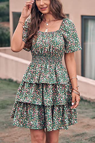 Image of PRETTYGARDEN Women's Summer Floral Ruffle Short Dress