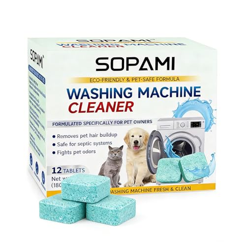 SOPAMI Washer Cleaner Tablets 12-Pack deep clean Pet Hair & Odor Remover
