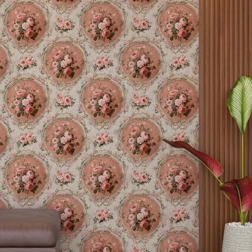 Image of PAPER PLANE DESIGN Vintage Floral Vinyl Self Adhesive Wallpaper Peel & Stick, Waterproof, Stain-Proof | 16 in X 90 in, Decor for Bedroom, Hallway, Living Room (E)