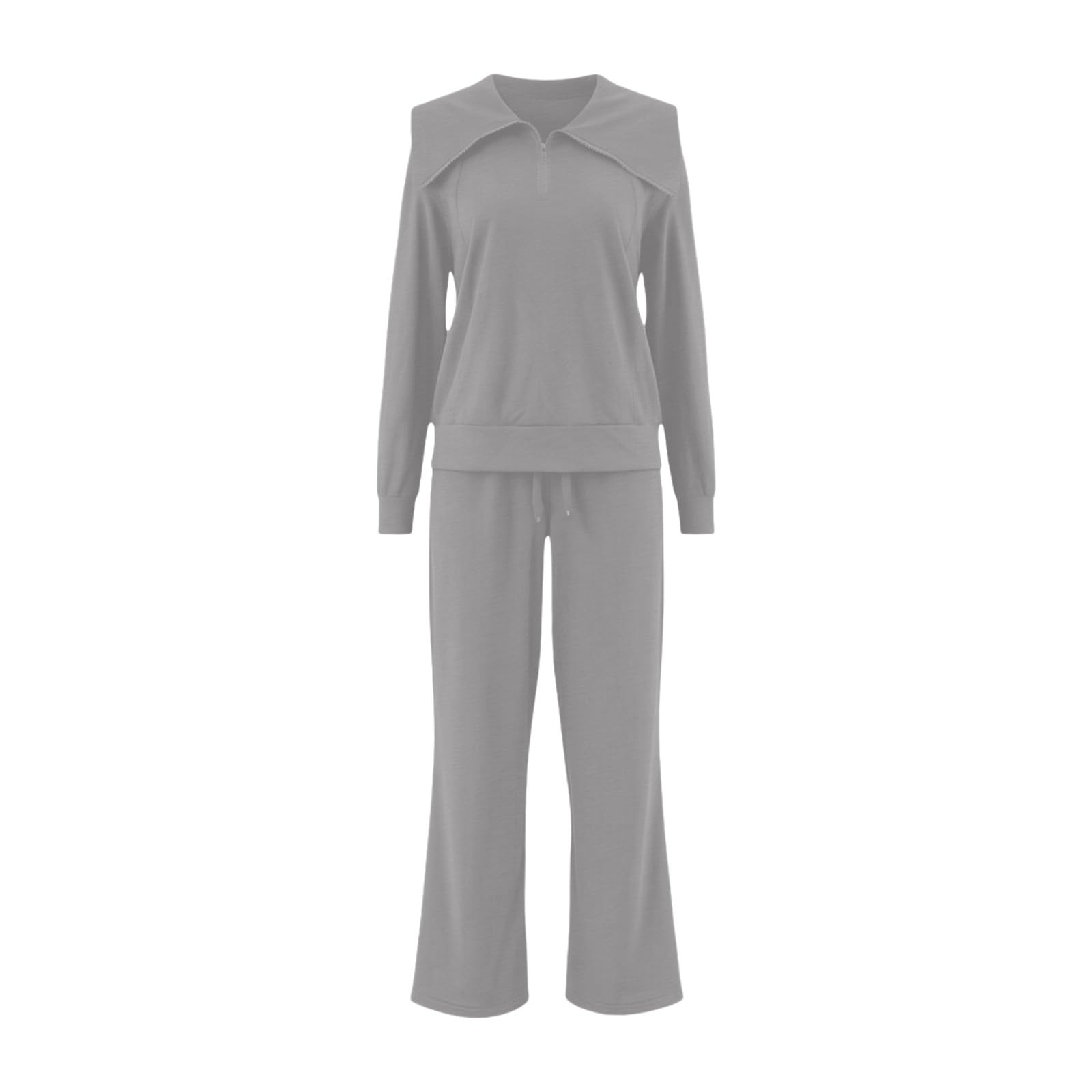 Donna Tute Cotone Felpa Oversize Con Zip a Quarto Manica Lunga Pantaloni | Completi Da Ginnastica Morbido Loungewear Tracksuit In Pile Oversize Curvy Set Felpata Da Casa Fitness Comodo Tinta Unita