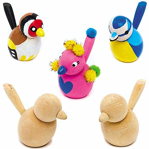 Baker Ross FC877 Pájaros para Pintar de Madera - Juego de 10, manualidades para niños