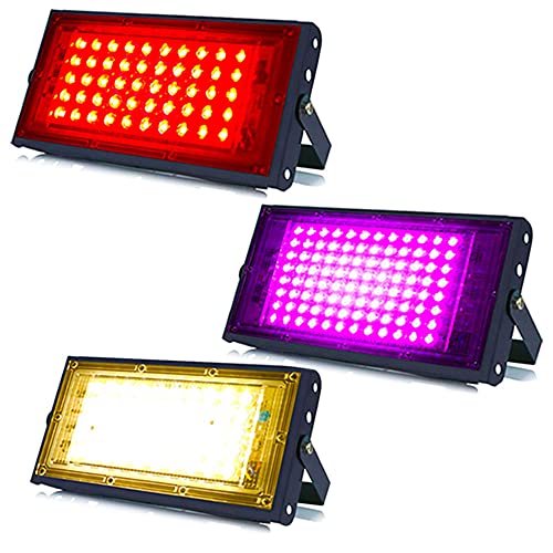 Image of MLD BL2533 50w Led Flood Lights IP66 Waterproof Indoor Outdoor Led Brick Focus Street Light Multi Color Combo Set | Red, Pink, Yellow| Pack of 3