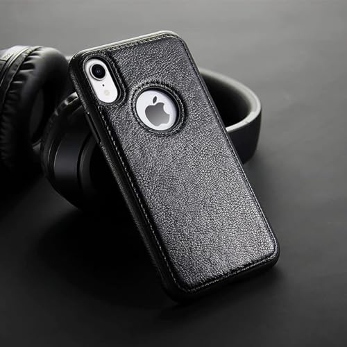 Image of iPhone XR Premium Pu Leather Back Cover Case Drop Camera Protection Anti Scratch Cover Case for iPhone XR Black
