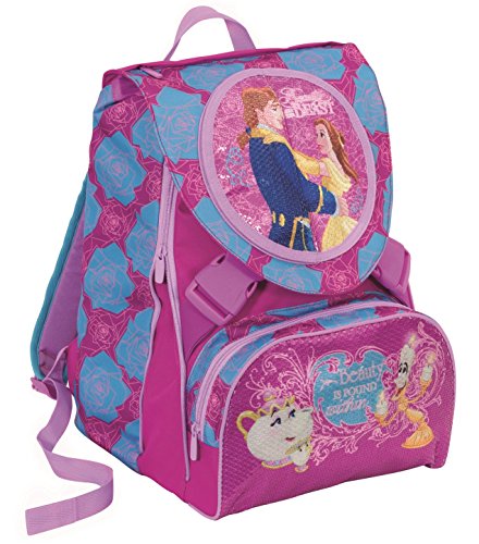 Mochila EXTENSIBLE: DISNEY   BELLA BESTIA   cartera escolar   violeta azul 31 Lt