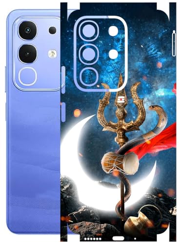 Image of AtOdds Mobile Skin Sticker Wrap | Compatible for VIVO IQOO Z10X (5G) | Scratchproof Matte Finish | Full Coverage for All Sides & Camera Protection (Bholenath)