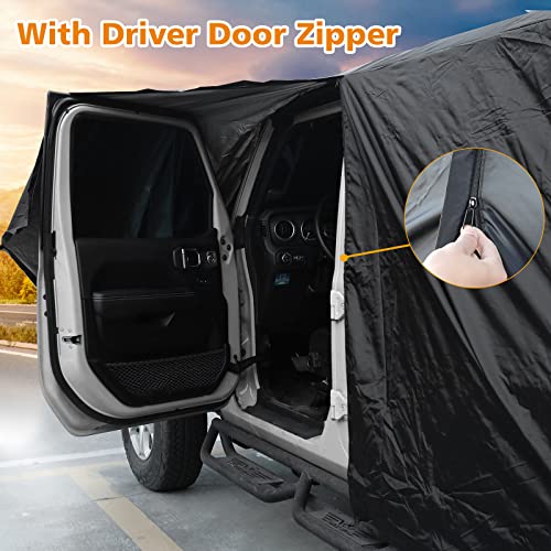 Image of Winunite Black Full Snow Car Cover Compatible with Jeep Wrangler CJ YJ TJ JK & JL 4-Door 2018 2019 2020 2021 2022 1965-2017 Rain Cover with Driver Door Zipper Outdoor Automobiles Covers