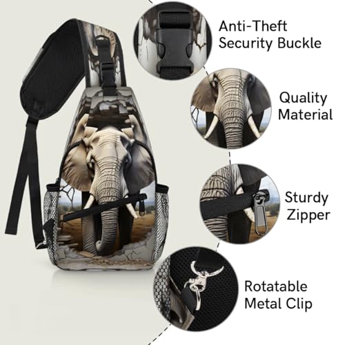 Bolso bandolera unisex con diseño de elefante animal miniatura 3