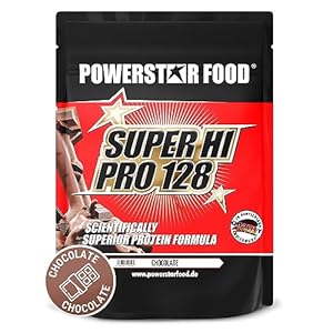 Powerstar SUPER HI PRO 128 | Meercomponenten Protein-Powder 1kg | Hoogst mogelijke biologische waarde | Eiwit-Poeder met 80% Proteïne in droge stof | Protein-Shake voor Spieropbouw | Chocolate