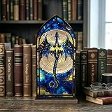 Fantasy Dragon Book Nook, Stained Glass Candle Holder for Bookshelf Decor