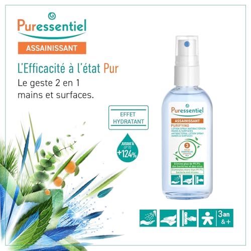 Image of Puressentiel Purifying Antibacterial Lotion Spray Hands&Surfaces|80 Ml|Instant Germ-Free Protection|Sanitizer Spray
