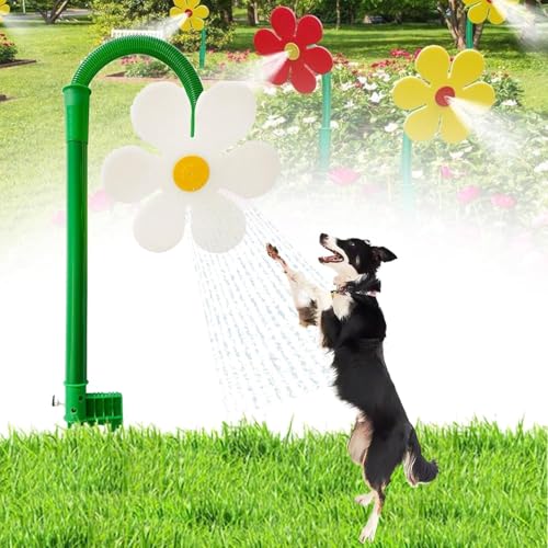 Crazy Daisy Sprinkler 360 Rotating Dancing Flower Water Sprinkler for Lawn & Garden Fun Irrigation Tool for Yard Watering Kids & Pets Playing Durable Plastic Base with Vibrant Design (White)