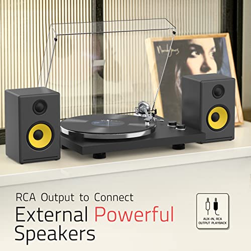 Image of Record Player Turntable for Vinyl Record Wireless Output Aluminium Platter Belt-Drive LP Turn Table 2 Speed Phono RCA Line Out AT-3600L MM Cartridge Audio Sound USB Digital to PC Vinyl Recording Black