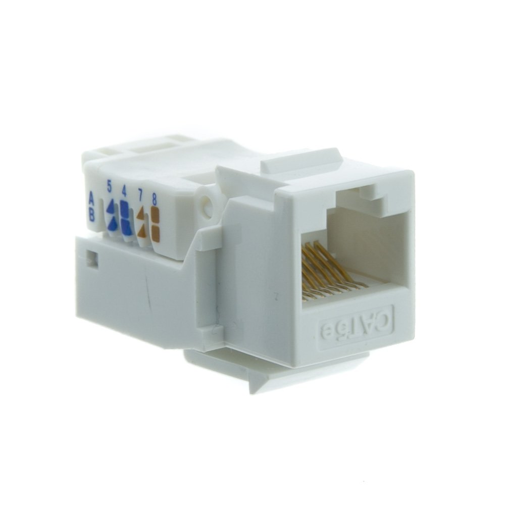 100-Pack CAT5e Inline Coupler Keystone RJ45 Female Jack Inserts – White