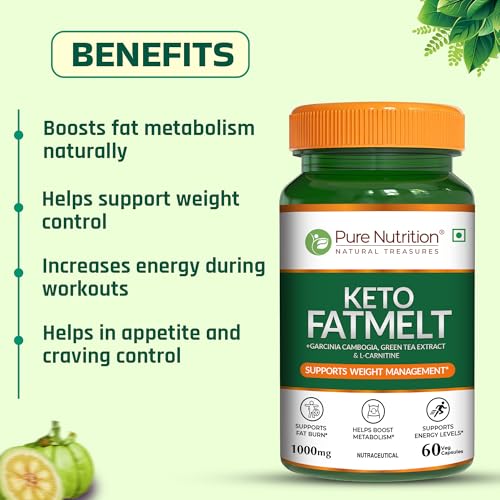 Image of Pure Nutrition Keto Fatmelt with Garcinia Cambogia for Weight Loss with Green Tea Extract & L Carnitine | Craving Control | Weight Management Supplement Supports Healthy Digestion & Metabolism - 60 Veg Capsules