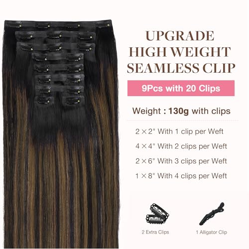 Image of GOO GOO Seamless Clip in Hair Extensions Real Human Hair Remy Extensions