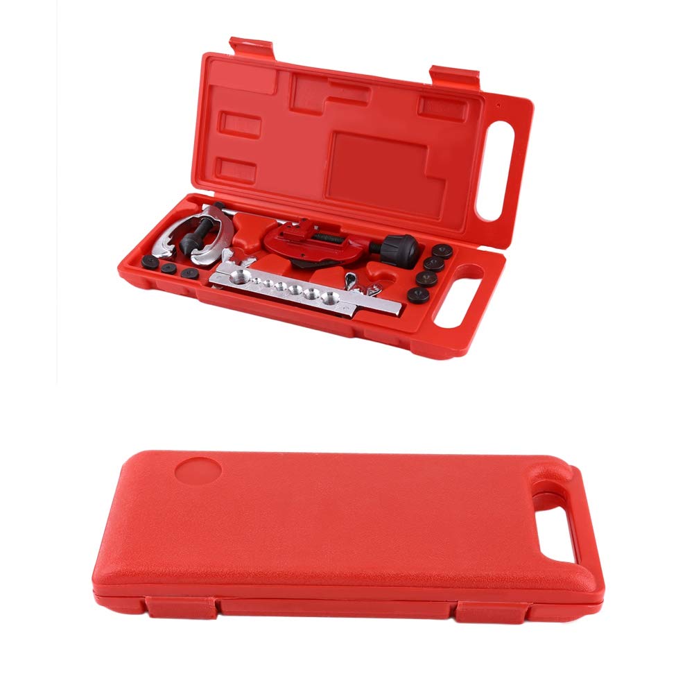 10-delig Vlamwerk Gereedschapset, Brandstofpijp Reparatie Flare Kit met Koffer, Flens Pijpexpander Set voor Snijden en Vlamwerken van Koper, Messing of Dunwandig Aluminium Buizen