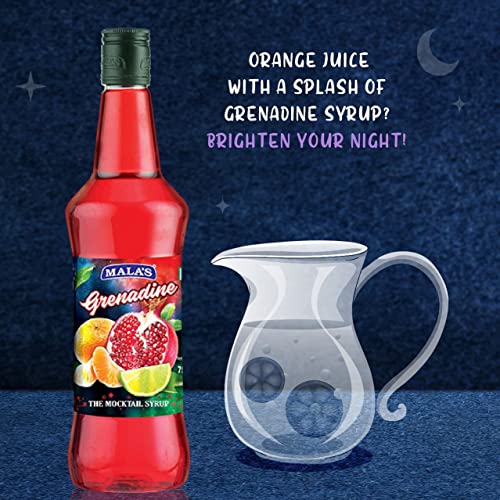 Image of Mala's Fruit Mocktail Syrup Grenadine Cordial 750ML Bottle | Mixer for Shakes, Cocktails, Drinks, Sharbat, Sorbets, Juices, Beverages (Pack of 3)