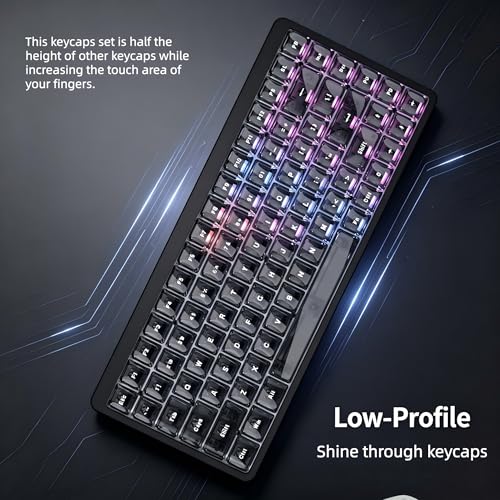 Image of dagaladoo Black Low Profile Keyboard keycaps,Clear Key caps Jelly Set | shine through custom Keycaps for Cherry Gateron MX Switches 60% 65% 75% 96% 100% mechanical keyboard,126keys