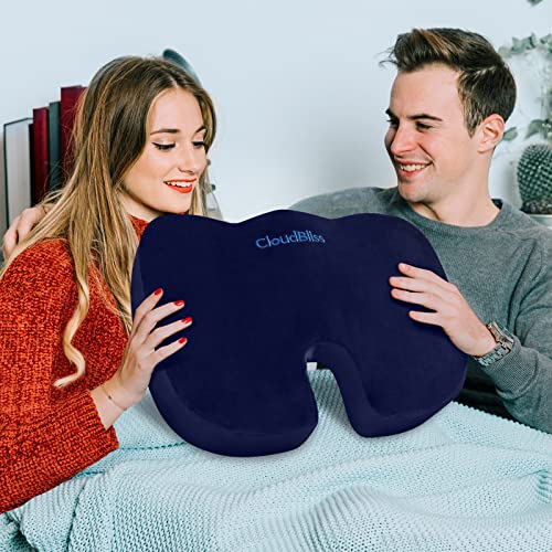 Image of CloudBliss Gel Seat Cushion - Cooling Gel Enhanced, Memory Foam, Ergonomic Seat Cushion for Long Sitting for Office, Game, Car, Airplane (X-Large, Blue)