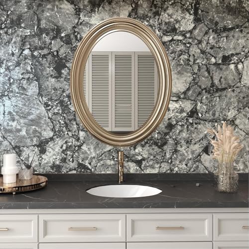 Image of WALLMATE Marble Wallpaper Self Adheisve Marble Wallpaper Waterproof Countertop Furniture Kitchen Marble Sticker (Grey Italian, 12x72 Inch)