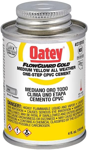 Oatey 31910 4 oz. CPVC All Weather Flowguard Gold 1-Step Yellow Cement