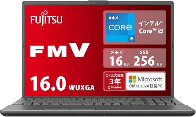 富士通 FMV LIFEBOOK WA3/J3 16.0型(Core i5/16GB/256GB/スーパーマルチ/ブライトブラック)の商品画像