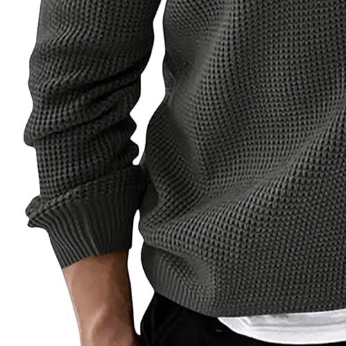 Mens Long Sleeve Knit Sweater Casual Quarter Button Up Lapel Collar Pullover Fall Winter Tops for Men4