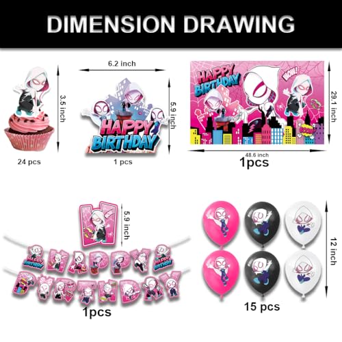 image for Generic 42pcs Spidey Birthday Party Supplies Pack Includes，Banner，