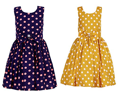 Image of Casual Frock for Baby Girls,Blue Printed and Olive Printed,Pack of 2