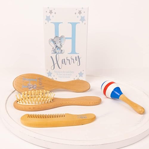 Juego de 4 cepillos personalizados para cuna de bebé, cepillo y peine para el pelo natural del bebé para recién nacidos y niños pequeños, cepillo de