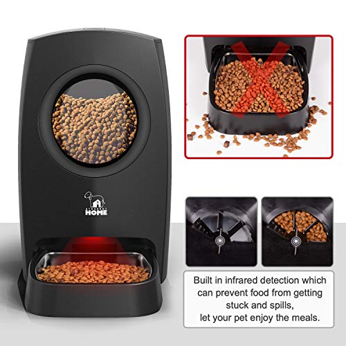 HICTOP Automatic Pet Feeder | Auto Cat Dog Timed Programmable Food Dispenser Feeder for Medium Small Pet Puppy Kitten - Portion Control Up to 4 Meals/Day M30 6L(Black)