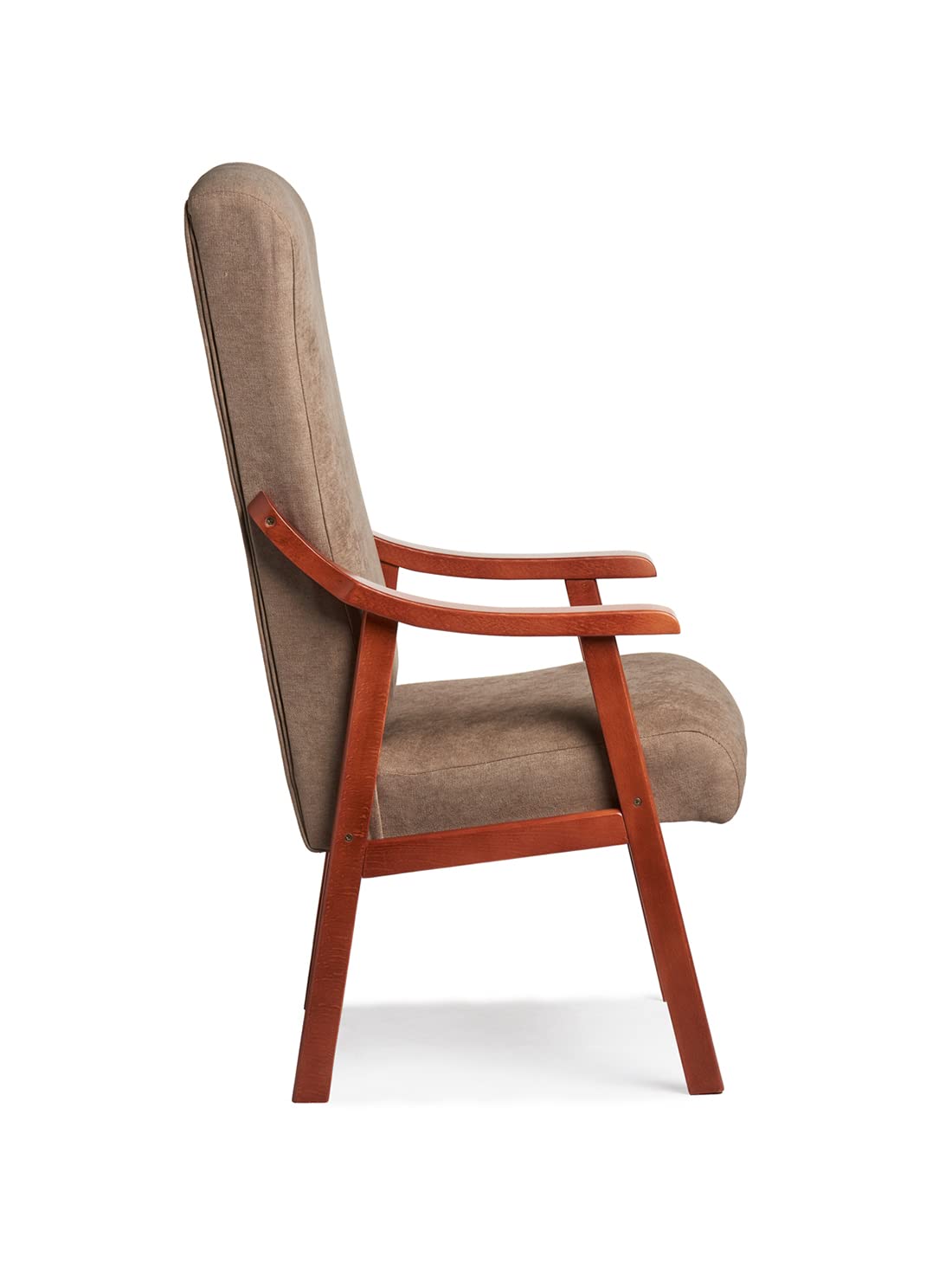Silla Brazos de Madera, Respaldo Recto, Ideal para Personas Mayores, Movilidad Reducida o Dolor Espalda. Usada en residencia y geriátricos. Tamaño: 57x70x114 cm. [Tostado, Cerezo]