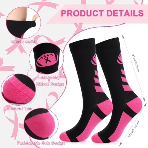 12 Pairs Breast Cancer Awareness Crew Socks Bulk Pink Ribbon Accessories Athletic Volleyball Soccer Socks for Youth2