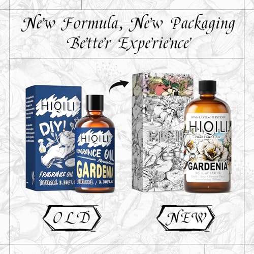 Image of HIQILI Gardenia Fragrance Oil, DIY Women Perfume & Body Spray - 5.07 Fl Oz | Add to Essential Oil Diffuser, DIY Candle & Soap, Long-Lasting Floral Scent, Pet Safe, Graduated Dropper Included