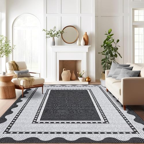 GarveeHome Modern Neutral 9x12 Area Rug Large Washable Rugs for