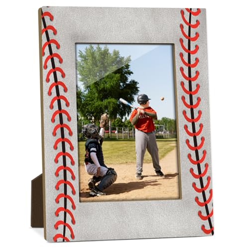 Frinalayoi Baseball Picture Frame Birthday Gifts for Team Player Women Men Athletes Sports Themed Wooden Picture Frame for Home Office Tabletop Display Holds 4x6 Inch Photo -013E