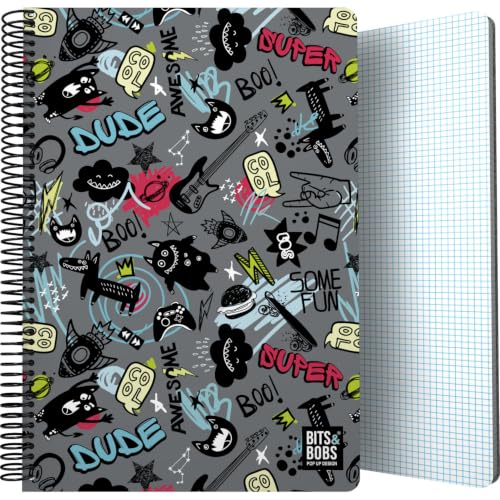 Cahier à spirale plastique Grafoplas Bits&Bobs quadrillé 4x4