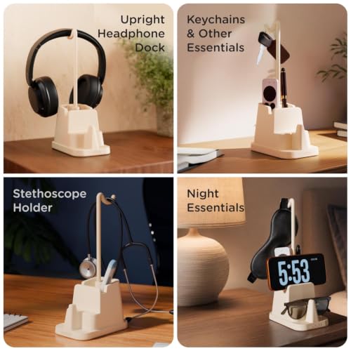 Image of eo 4-in-1 Pen Stand | Spectacle Holder + Headphone /Neckband Holder + Mobile Phone Stand + Desk Organiser | Space Saving Table Organizer for Office, Study, Bedroom | Gifts for Office Colleagues | Glasses Holder | Vertical & Horizontal Phone Stand | Neckband and Headphone Dock | Great Gift for Kids