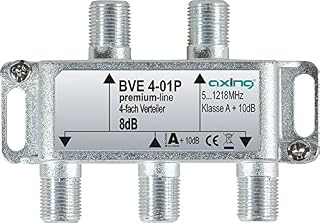 Axing BVE 2-01P podwójny rozdzielacz telewizja kablowa CATV Multimedia DVB-T2 klasa A+, 10 dB, 5-1218 MHz metal