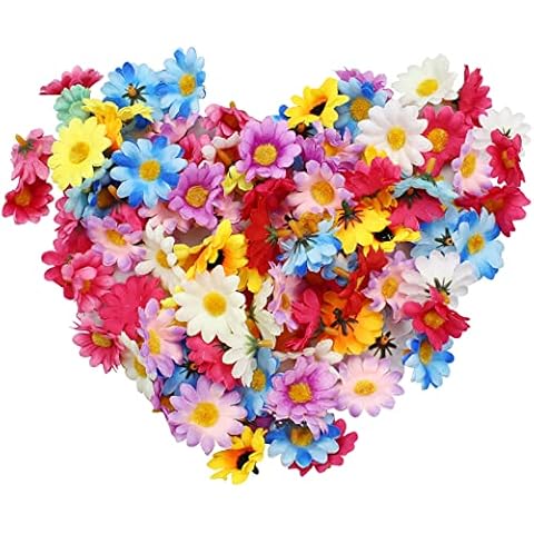 inodiref 100 Pcs Mini Artificial Sunflower Heads Multicolor Artificial Daisy Flower Heads for Craft DIY, Home Decoration, Wedding Art Decoration, Party Decoration (4 cm) Cover