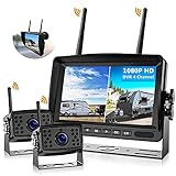 FHD 1080P 2 Digital Wireless Backup Camera System for RVs/Trailers/Trucks/Motorhomes/5th Wheels 4CH 7'' Monitor Highway Monitoring System IP69K Waterproof Super Night Vision Strong Signal