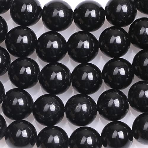 Sweet & Happy Girl's Store 6mm Round Black Tourmaline Gemstone Beads Strand 15 Inch,Jewellery Making Beads - Image 2