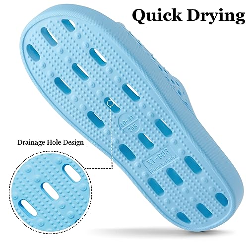 Image of Aoowoll Mens Shower Shoes With Holes Dry Quickly Bath Slippers Womens Non Slip Indoor Home Bedroom Pool Spa Guest College Dorm